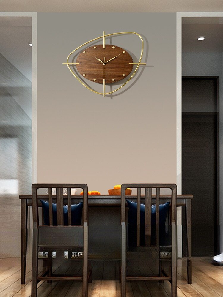 Chinese Wooden Wall Clock Modern Design Creativity Metal Wall Clock Living Room Minimalist Reloj De Pared Wall Decor LL50WC 2