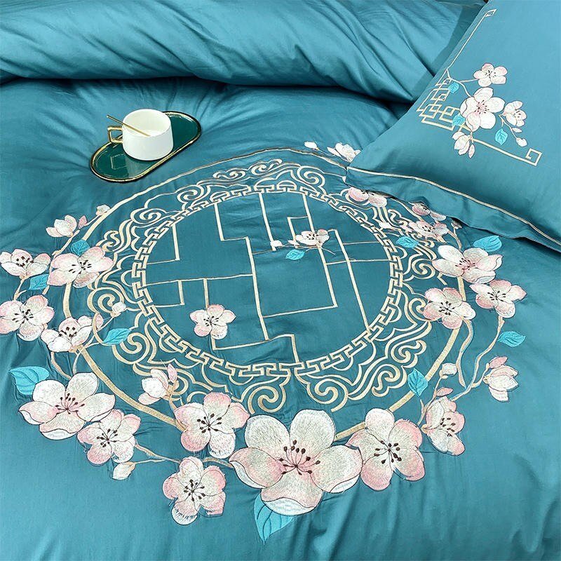 Chic and Vintage Embroidery Duvet Cover set Premium Egyptian Cotton Soft Bedding set Comforter Cover Bed Sheet Pillowcases 5