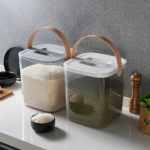 6kg/12kg Grain Rice Food Storage Container Box Cereal Dispenser Airtight Flour Bucket Kitchen Cabinet Organizer PET Transparent 1