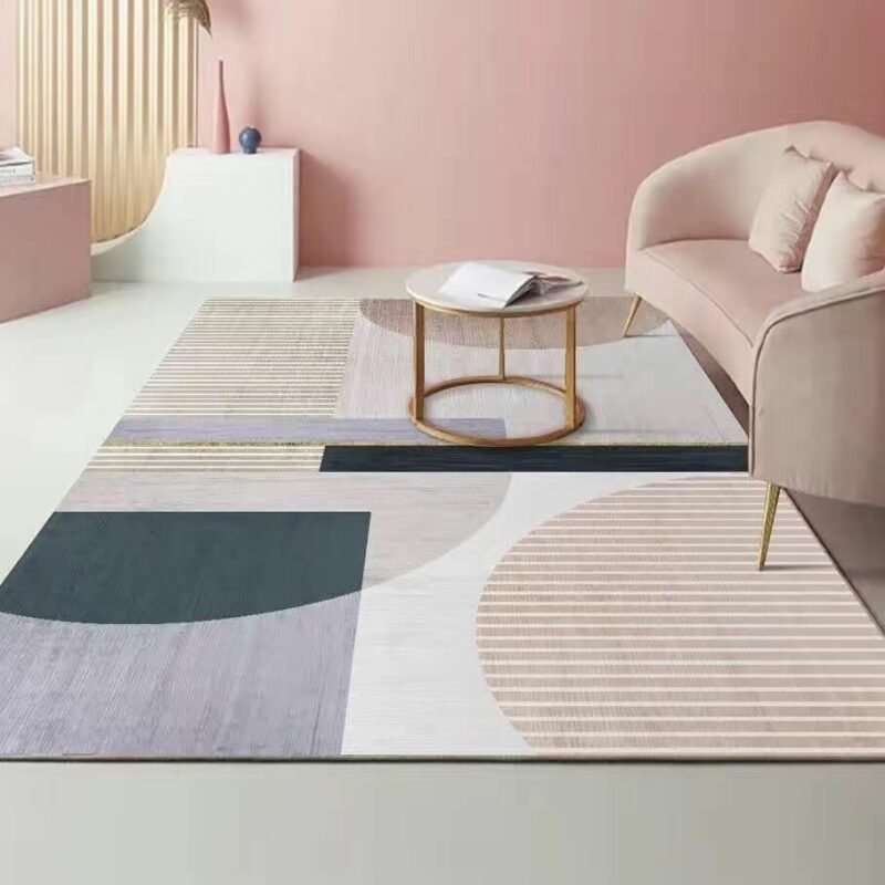 Nordic Style Geometric Living Room Rug Modern Luxury Bedroom Bedside Carpet Home Decoration Parlor Soft Square Fluffy Floor Mat 6