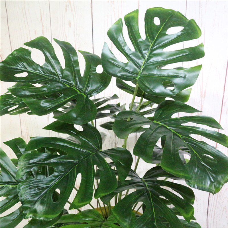 70cm 18 Fork Tropical Monstera Big Artificial Tree Fake Turtle Leafs Plastic Leaves Green Palm Plants For Home Office Decoration 2