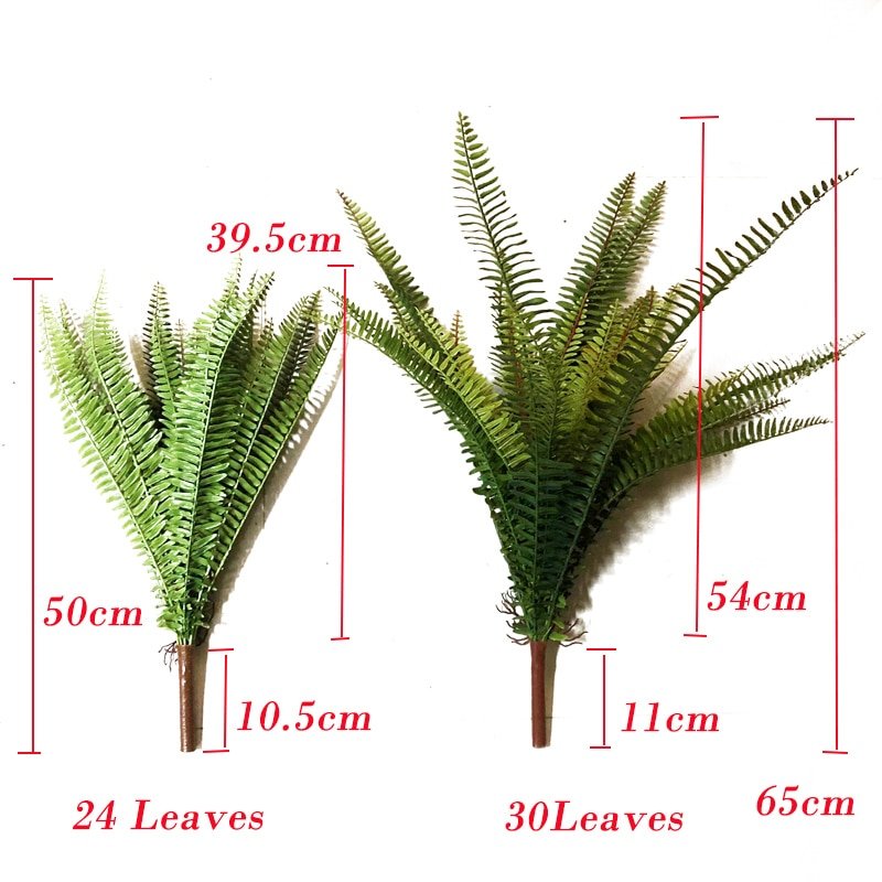 50/65cm Large Artificial Fern Tropical Palm Plants Fake Persian Wall Hanging Palm Tree Plastic Falling Leaves for Outdoor Decor 4
