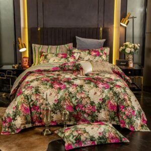 Home Garden Blossom Floral Duvet Cover Double Queen King 4/6Pcs 100%Cotton Vibrant Flowers Bedding set Bed Sheet Pillowcases 1