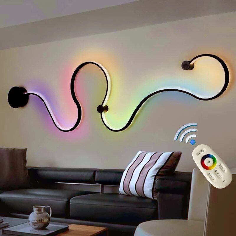 Modern Minimalist S /W/Line/Shape LED Track Aluminum Wall Light Aisle Ceiling Background Wall 3 Color Light Decorative Light 5