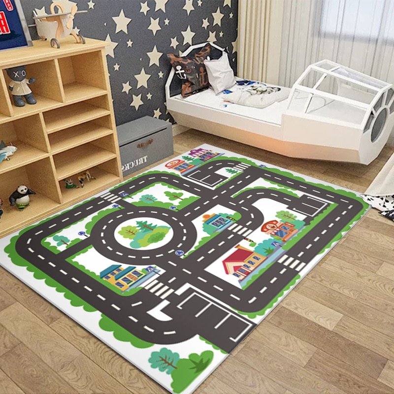 Children's Play Crawl Mat Road Traffic Route Map Carpet Living Room Sofa Coffee Table Carpets Home Decoration Traffics Sign Mats 1