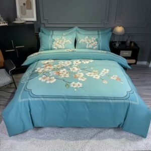Vintage Chic Blooming Trees Flowers Duvet cover Bed Sheet Pillowcases Nature Cotton 4Pcs Soft Breathable Easy care Bedding Set 1