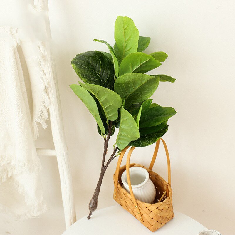 67cm 2 Forks Large Artificial Ficus Plants Fake Tree Branch Plastic Banyan Leaves Tropical Rubber Fronds For Home Garden Decor 3