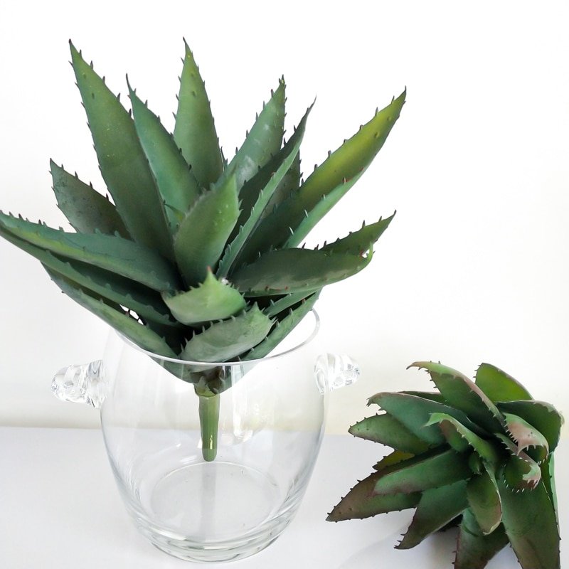 35cm Large Artificial Succulent Plant Fake Aloe Plastic Agave Green Leaf Desktop Tree Branch For Home Garden Party Wedding Decor 6