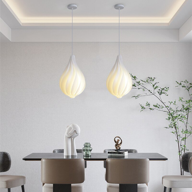 Nordic LED White PVC Wave Pendant Lamp For House Bedroom Bedside Office Kitchen Bar Home Furniture Decor Lighting Fixtures 3