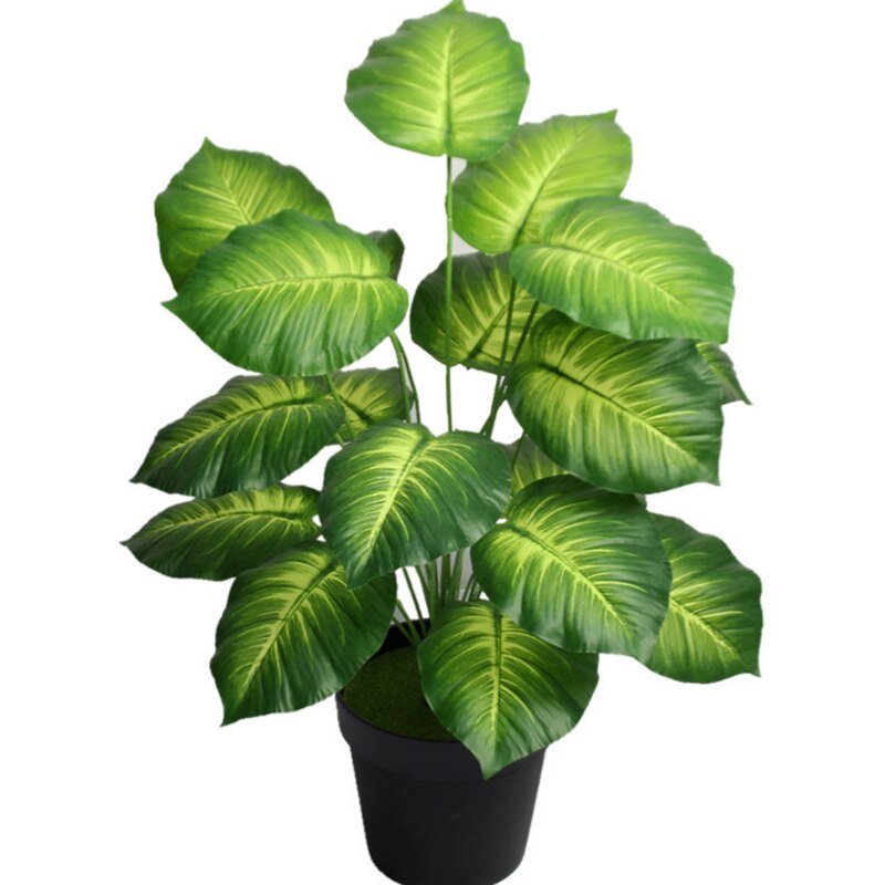 65cm 18 Fork Large Artificial Plants Tropical Monstera Fake Plastic Tree Big Leaves Green False Turtle Leaf For Home Party Decor 2