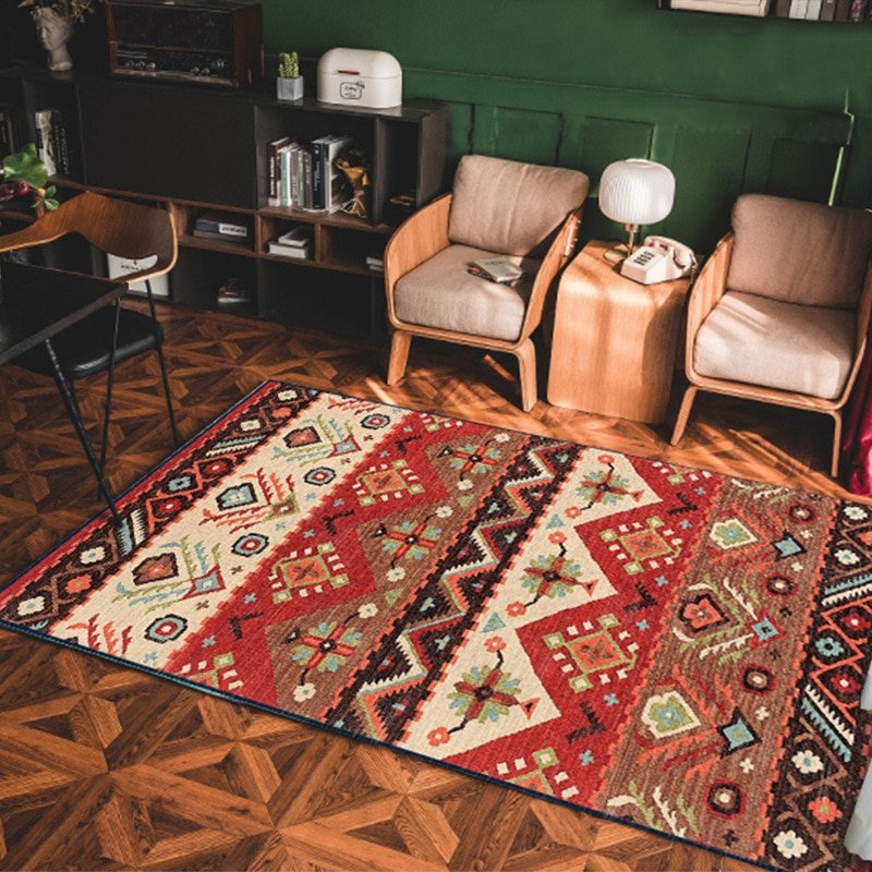 Bohemian Retro Carpet Geometric Printing Non-slip Floor Mats Living Room Bedroom Home Decoration Mat Household Prayer Carpets 1