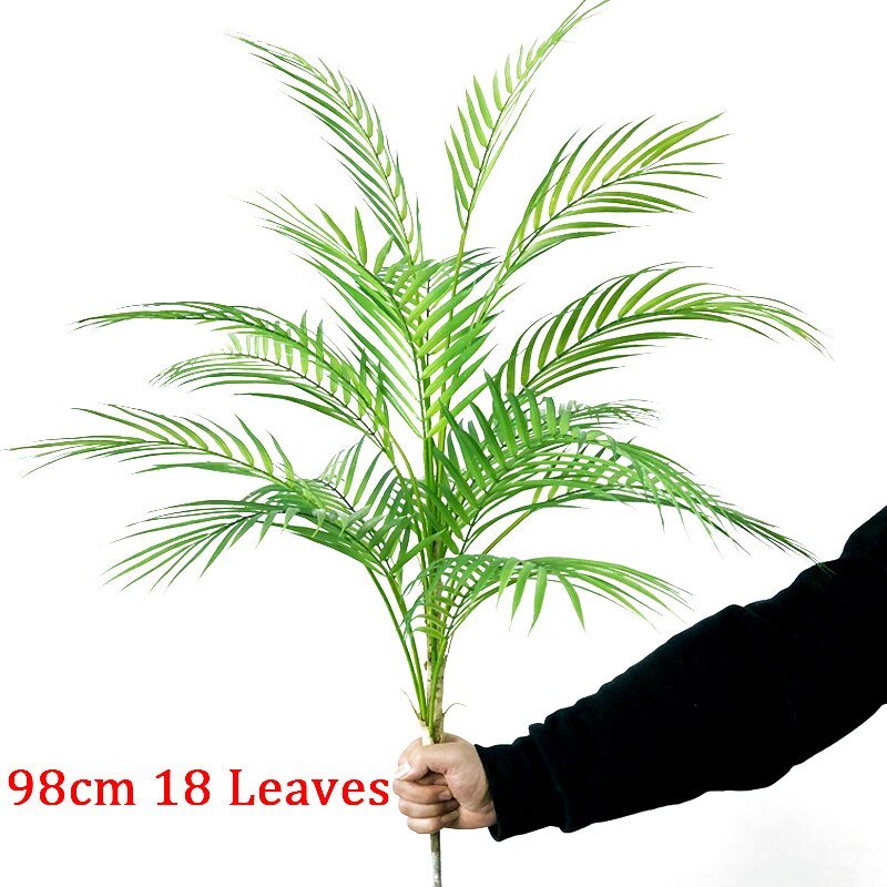 80-125cm Tropical Palm Tree Large Artificial Plants Fake Palm Leaves Plastic Fern Leaf Green Monstera For Home Wedding DIY Decor 6