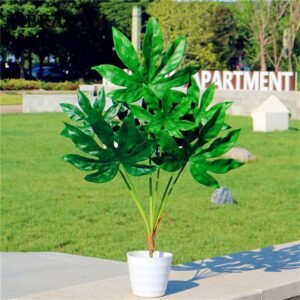 80cm 7fork Large Artificial Tropical Tree Fake Plastic Plant Branch Big Green Palm Tree Monstera Foliage for Autumn Home Decor 1