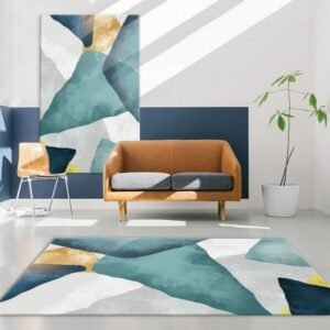 Modern Geometric Print Carpet Bedroom Bedside Carpets Living Room Sofa Office Floor Rugs Kitchen Non-slip Stain-resistant Rug 1