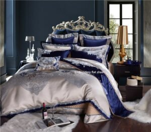 Luxury 4/6/10pcs Chic Satin Cotton Bedding set 104X90"US Queen King size Duvet cover set Bed sheet/spread set Pillowcases 1