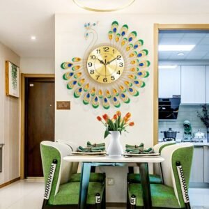 Design Nordic Peacock Metal Gold Wall Clock Silent Big Wall Clock Living Room Luxury Modern Design Reloj Pared Home Decor ZP50WC 1