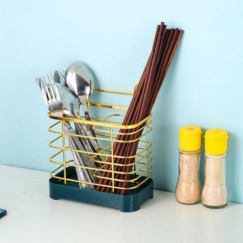 Cutlery Drainer Organizer Chopsticks Tableware Holder Basket Hanging Metal Iron Multi-functional Kitchen Counter Storage Table 1