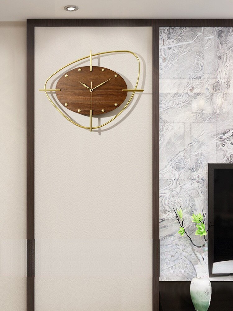 Chinese Wooden Wall Clock Modern Design Creativity Metal Wall Clock Living Room Minimalist Reloj De Pared Wall Decor LL50WC 1