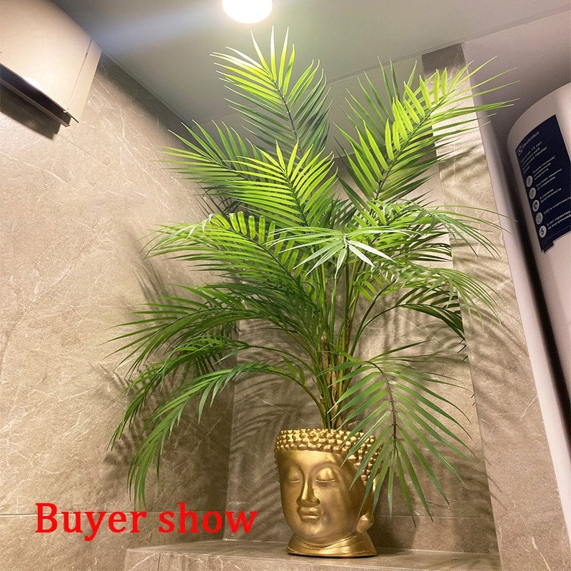 125cm Large Artificial Palm Tree Tropical Plants Branch Plastic Fake Leaves Green Monstera For Christmas Home Garden Room Decor 5