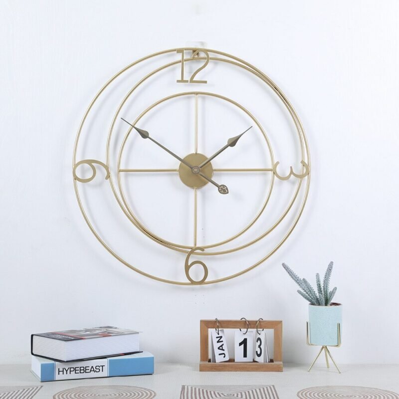 Nordic Minimalist Wall Clock Living Room Large Metal Gold Wall Clock Modern Design Round Reloj De Pared Wall Decor LL50WC 5