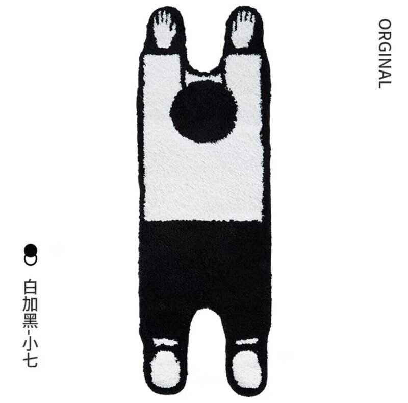 Creative Japanese Black and White Juvenile Carpet Children's Bedroom Bedside Rugs Absorbing Water and Cold Thickening Plush Rug 4