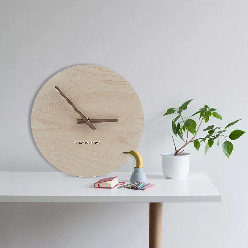 Luxury Nordic Minimalist Wall Clock Living Room Silent Wooden Wall Clock Modern Design Reloj Pared Grande Home Decor LL50WC 2