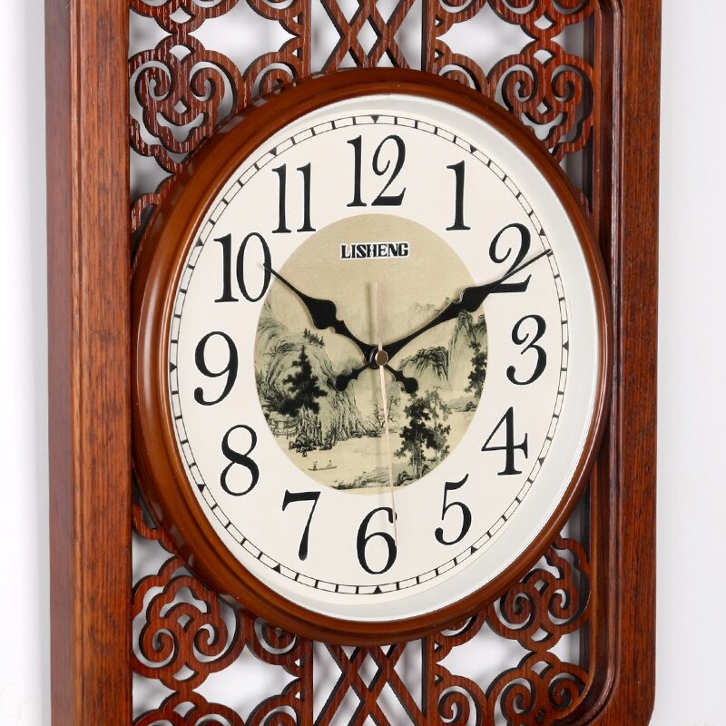 Luxury Chinese Wall Clock Living Room Large Wooden Silent Wall Clock Modern Design Reloj Pared Grande Wall Decor LL50WC 2