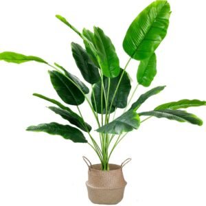 80cm 18 Fork Fake Banana Leaves Artificial Plants Tropical Palm Tree Plastic Strelitzia Leaf For Home Garden Party Outdoor Decor 1