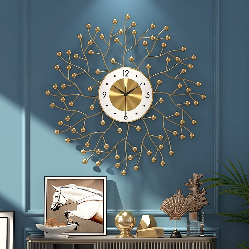 Large Luxury Wall Clock Simple Art Quartz Creative Silent Golden Wall Clock Metal Reloj De Pared Moderno Home Decoration ZP50WC 1