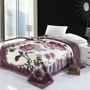 Blossom Flowers printed Faux Fur Fleece Throw Blanket Ultra Sof Warm Thick Bedspread Luxury Bed cover set 1