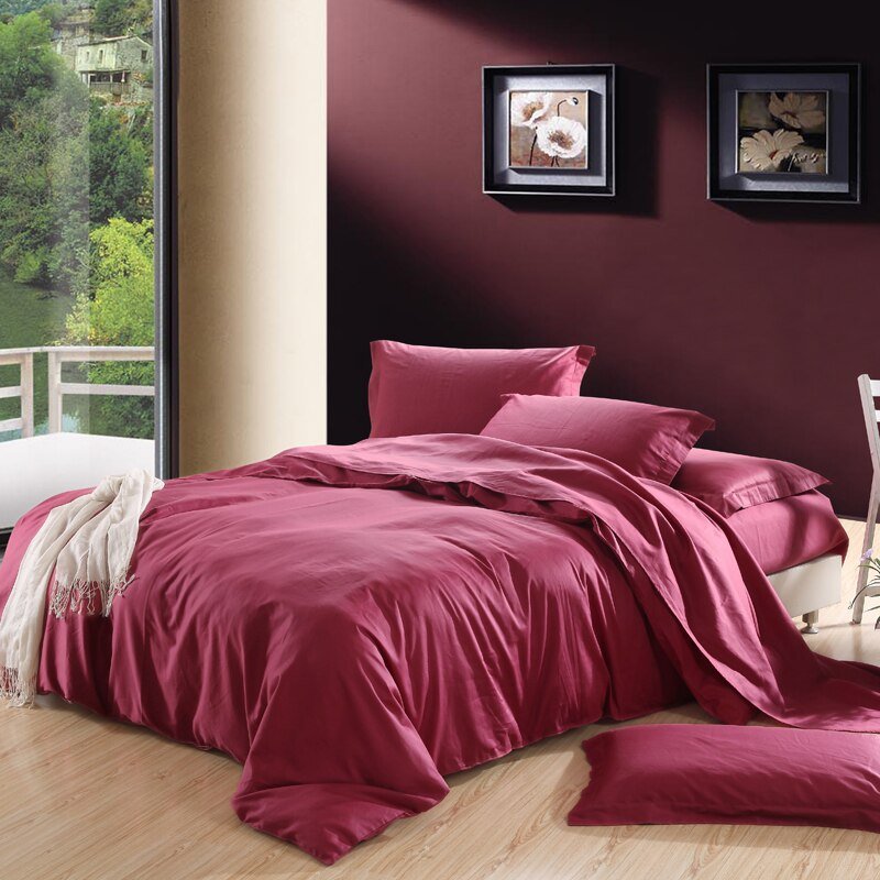 100%Cotton Duvet Cover Queen King size Solid Color Black Grey Bedding set Reversible Soft Comforter Cover Bed Sheet Pillowcases 2