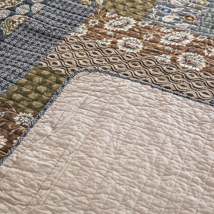 100%Cotton Patchwork Shabby Bedspread Quilt Sets Pillow shams Reversible Coverlet Set Grey Classic Bohemian King Size 3 pieces 3