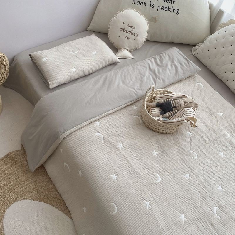 100% Cotton Yarn Dyed Top Grade Duvet Cover Bedding Set,Breathable,Soft Baby Comforter Doona Duvet cover Bed Sheet Pillowcases 2