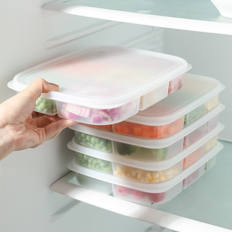 3pcs 5/6 Grids Side Dish Container Meat Food Preservation Box with Lids Refrigerator Freezer Storage Organizers Transparant PP 2