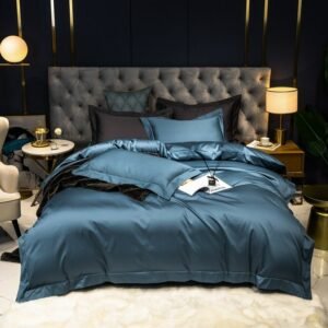 1000TC Egyptian Cotton Duvet Cover Queen King size Ultra Soft Nature Cotton Peacock blue 1 Duvet Cover 1Bed Sheet 2 Pillowcases 1
