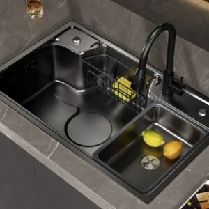 304 Stainless Steel Nano Kitchen Sink Thickened Vegetable Wash Basin Single Bowl Topmount Undermount Faucet Drain Accessories 1