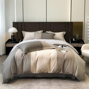Brushed Cotton Ultra Soft Bedding set 100%Cotton Grey Vertical Stripes Geometric Duvet Cover Set Bedding Bed Sheet Pillowcases 1