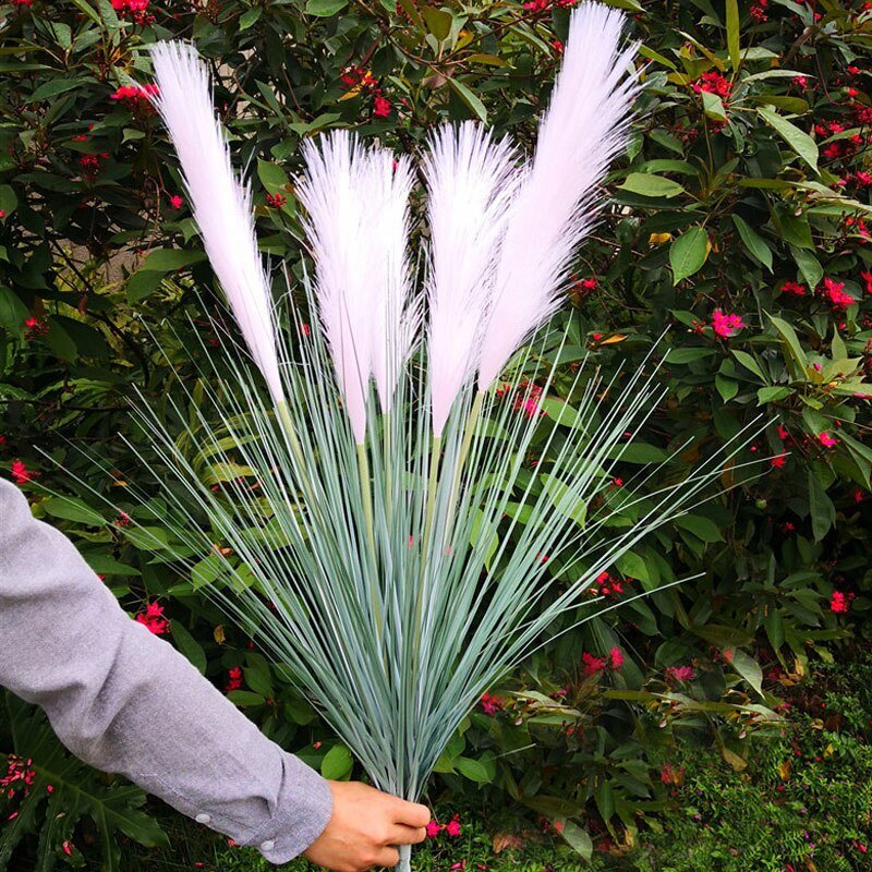 90cm 5 Heads Large Artificial Plants Bouquet Plastic Onion Grass Fake Reed Tree Branch Wedding Flower For Home Autumn Decor 3