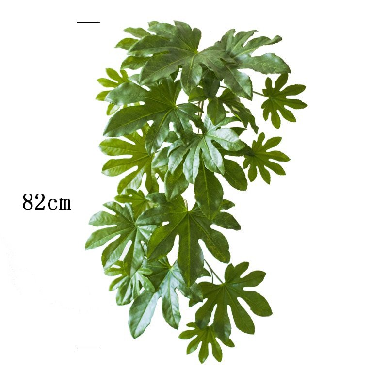 82cm Wall Hanging Monstera Leaves Rattan Artificial Plant Vine Tropical Fake Leaf Ivy Plastic Tree Foliage For Home Garden Decor 2