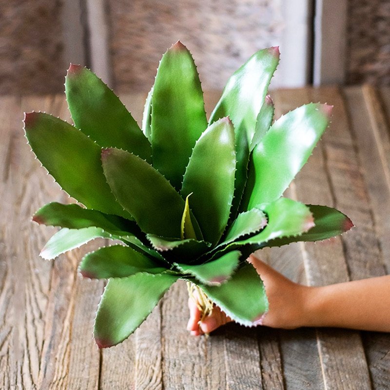 27/34cm Tropical Succulents Plants Artificial Cactus Desert Tree Plastic Agave Leaves Plants Real Touch Aloe Fake Foliage Wall 3
