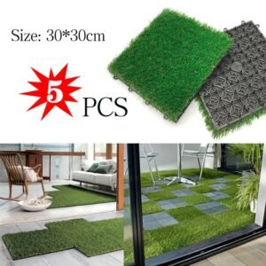 5pcs Artificial Grass Lawn Fake Turf Outdoor Simulated Ground Plants Carpet Square Floor Lawns For Home Garden Wedding DIY Decor 1