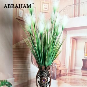 93cm 7 Heads Silk Onion Grass Large Artificial Tree Fake Reed Bouquet Wedding Flower Plastic Autumn Plants For Home Party Decor 1