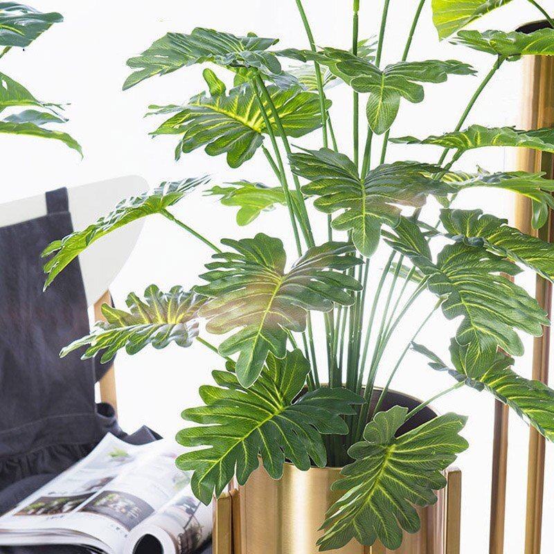 75cm 24Heads Tropical Monstera Plants Large Artificial Palm Tree Plastic Green Leaves Fake Turtle Foliage For Home Party Decor 1