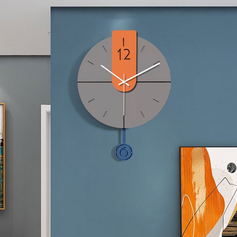 Luxury Simplicity Wall Clock Nordic Giant Large Wooden Mechanism Pendulum Wall Clock Modern Design Silent Reloj Pared Wall Decor 2