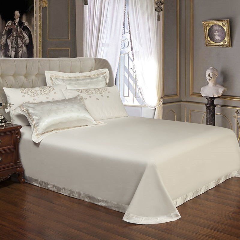 Queen King size Luxury Satin Bedding sets Silver Cotton Fitted/bed sheet set,bed set bedlinen linge de lit ropa/juego de cama 2