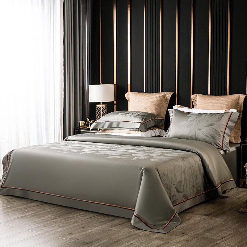 1000TC Long Staple Cotton Jacquard Duvet Cover set Double Queen King Size 4Pcs Luxurious Boho Bedding set Bed Sheet Pillowcases 3
