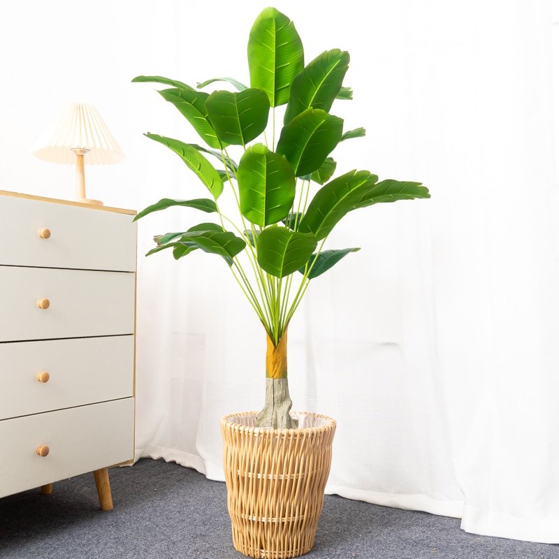 80-100cm Large Artificial Plants Fake Palm Tree Branch Plastic Banana Leafs Tall Tropical Monstera For Home Garden Wedding Decor 3