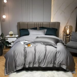 Luxury Silver Grey Egyptian Cotton Duvet Cover for Down Comforter 1000TC Soft Silky Breathable Bedding set Bed Sheet Pillowcases 1