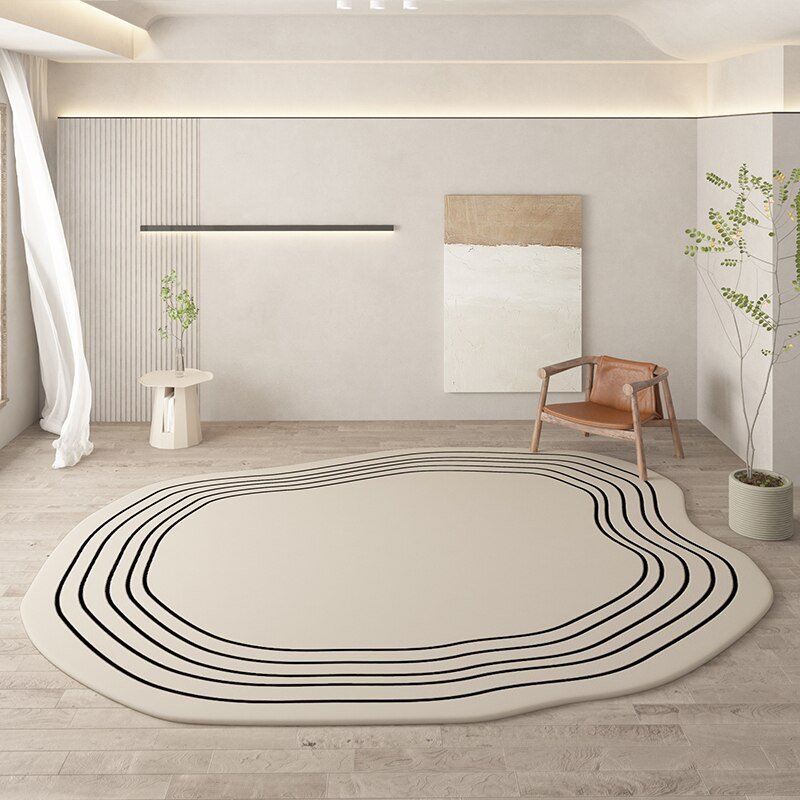 Wabi-sabi Living Room Carpet Irregular Simple Bedroom Bedside Soft Fluffy Carpets Home Special-shaped Japanese Coffee Table Rug 1