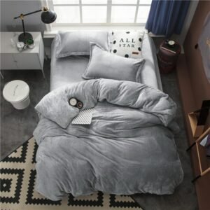 Fleece Warm Twin Full Queen King size Bedding Set Gray Brown Duvet/Quilt cover Bed Fitted sheet set ropa de cama parrure de lit 1